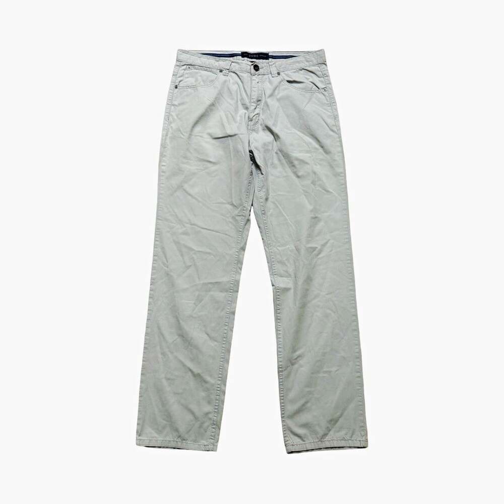 pd&c Chino Pants Mens 34W Beige Cotton Twill Regular Fit Straight Flat Front